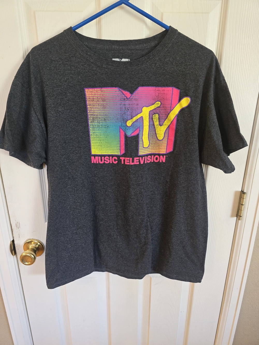 MTV Heather Charcoal Tee with White Logo